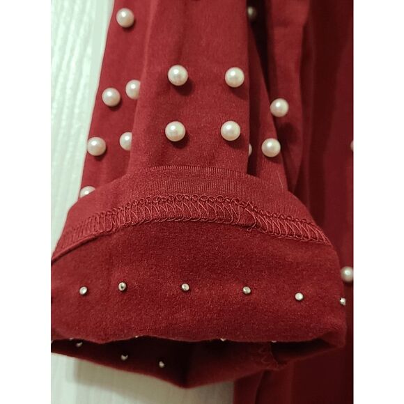 ❤️ Pearls Embellished Nightclub Bodycon Christmas Party Red Dress XL, XXL NEW - Picture 14 of 16